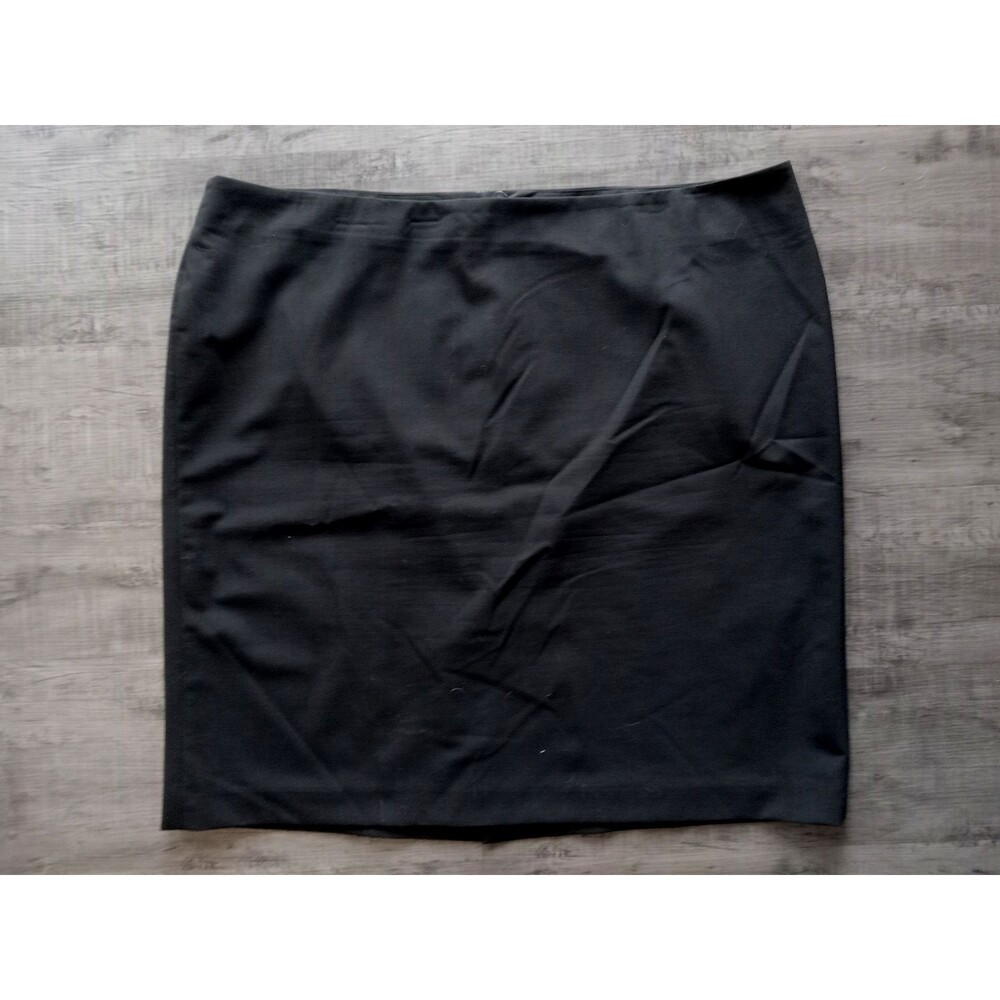 Lands' End Black Back Zip Business Wool Blend Skirt Size 22W